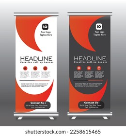 Modern roll up business brochure flyer banner design vertical template vector, cover presentation abstract geometric background, modern publication x-banner and flag-banner, layout in rectangle size