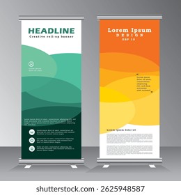 Modern roll up business brochure flyer banner design vertical template, cover presentation background, modern publication x-banner and flag-banner, Roll up banner stand,