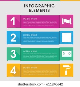Modern roll infographic template. infographic design with roll icons includes carpet, paint roller. can be used for presentation, diagram, annual report, web design. 