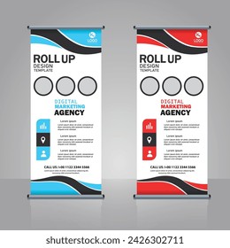 Modern roll up ,pull up banner layout for advertising .x banner design 