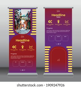 Modern Roll up Roll-up Rollup banner Pull up banner X banner Vertical banner design vector template. Design can be adjusted to Brochure, Flyer, Leaflet, Poster designs.