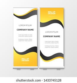 Modern Roll Up with yellow gradient. Business Presentation template, vector brochure, flyer, vertical banner design, cover geometric background, publication layout