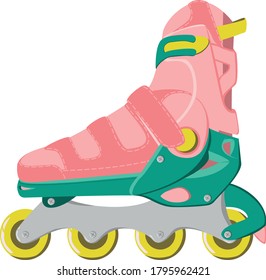 Modern roller skate with four wheels. Color vector image.