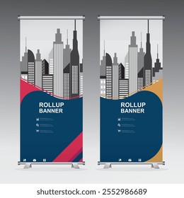 Modern Roll-Up Banner with Cityscape Design"