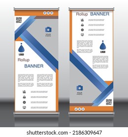 Modern Rollup banner design template. Simple Flyer, Brochure Vector abstract background.