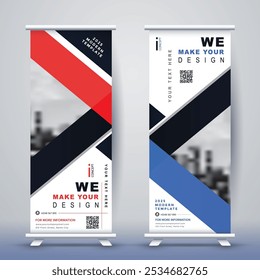 Modelo de design de banner de rollup moderno azul 