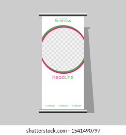 modern roll-up banner. graphic template banners for exhibitions. layout. seminar. marketing. demonstration. vertical promo banner. vector. eps 10