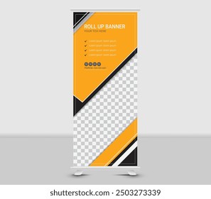 Modern roll-up banner, x banner template design, business flyer, poster, presentation, corporate and web banner layout