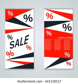 Modern roll-up big sale banners, two-sided flyer vector design template