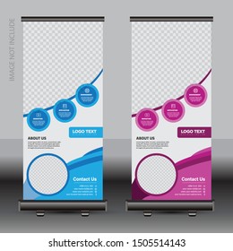 Modern roll-up business banners
 two-sided flyer vector design template