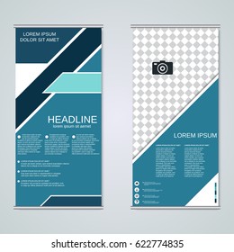 Modern roll-up business banners vector design template