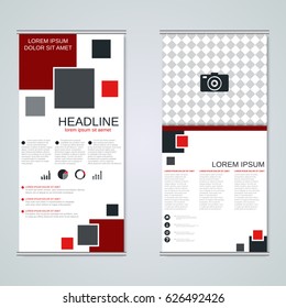 Modern roll-up business banners vector design template