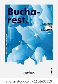 Modern Romania Bucharest skyline abstract gradient poster art. Travel guide cover city vector illustration