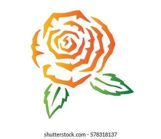 Modern Romantic Abstract Orange Rose Flower Illustration Logo