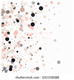 Modern Romantic Confetti, Hipster Wedding Vector Texture. Christmas, Valentine Birthday Party Celebration Flying Circles, Festive Falling Dots Background. Love, Romance Scent Confetti Border.