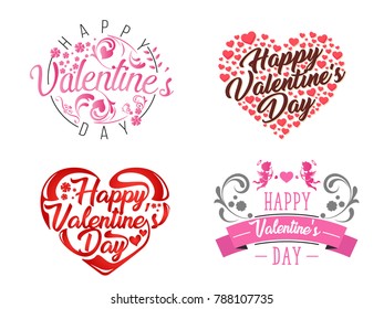 Modern Romantic Happy Valentine Card Decoration Element Set, Suitable for Invitation, Web Banner, Social Media, and Other Valentine Related Occasion
