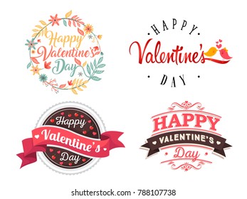 Modern Romantic Happy Valentine Card Decoration Element Set, Suitable for Invitation, Web Banner, Social Media, and Other Valentine Related Occasion