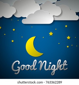 Modern Romantic Paper Art Good Night Card Illustration - Future Dreams.