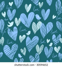 Modern romantic pattern in cold colors