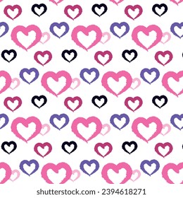 Modern romantic seamless pattern with hearts. Valentine's Day, wedding. Vector.