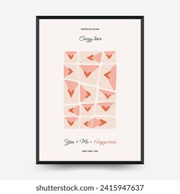 Modern Romantic, Valentine's day vertical flyer or poster template. Love hand drawn trendy illustration.