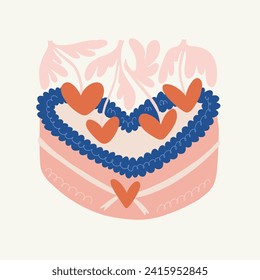 Modern Romantic, Valentine's day vertical flyer or poster template. Love hand drawn trendy illustration.