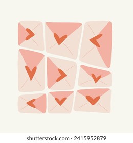 Moderno Romántico, Volante vertical de San Valentín o plantilla de afiches. Ilustración de moda dibujada a mano con amor.
