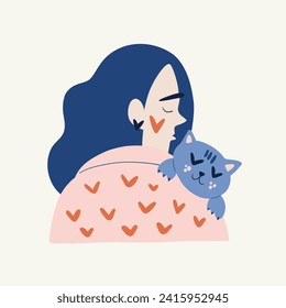 Modern Romantic, Valentine's day vertical flyer or poster template. Love hand drawn trendy illustration.