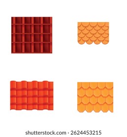 Modern roof icons set cartoon vector. Different type of roof. Construction and repair