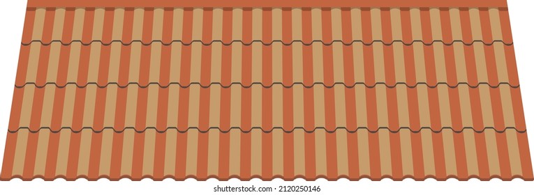 Modern roof with tiles. Tiles for attic of house. Vector illustration.