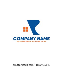 modern roofing construction and realty building logo vector