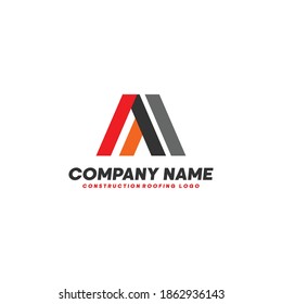 modern roofing construction and realty building logo vector
