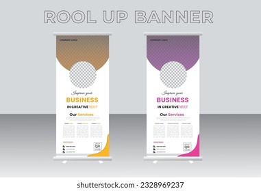 Modern Rool Up Banner Design template. Multipurpose Professional modern letterhead design. business style print ready for your corporate Company. Stationery