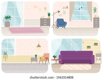 Modern room for interior design. Cozy room with furniture and decor accessories. Flat design interior. Planning and arrangement of furniture in apartment. Living room. Home lifestyle. Style house