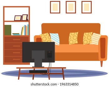 Modern room for interior design. Cozy room with furniture and decor accessories. Flat design interior. Planning and arrangement of furniture in apartment. Living room. Home lifestyle. Style house