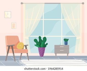 Modern room for interior design. Cozy room with furniture and decor accessories. Flat design interior. Planning and arrangement of furniture in apartment. Living room. Home lifestyle. Style house