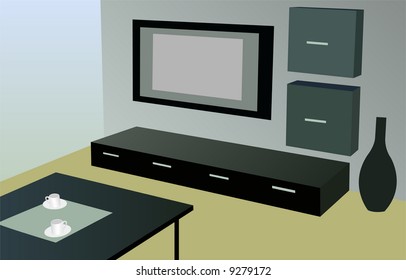 modern room with tv vector