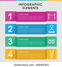 Modern rope infographic template. infographic design with rope icons includes red carpet barrier, cloth pin. can be used for presentation, diagram, annual report, web design.