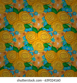 Modern rose flower pattern with royal roses. Colored orient pattern on a gray background. Seamless floral ornament.