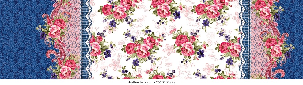 Modern rose folwer seamless pattern Usable for fabric design..