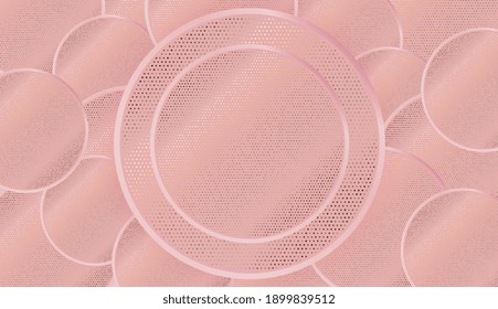 Modern Rose Gold foil circle Background. Luxury background design. Rose gold abstract geometry luxury style seamless pattern. Shiny metallic gradient border pattern. Vector illustration EPS 10