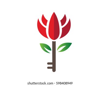 Modern Rose And Key Logo