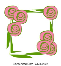 Modern roses frame. Vector illustration Decor, pink flower