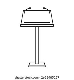 Modern rostrum, podium or lectern icon from behind for public speaking in outline vector