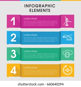 Modern rotate infographic template. infographic design with rotate icons includes helicopter, heartbeat. can be used for presentation, diagram, annual report, web design.