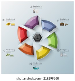 Modern Rotate Propeller Three Dimension Polygon Business Infographic Design Template
