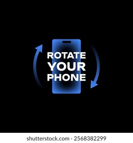 Modern Rotate Your Phone icon in sleek black and blue gradient style, ideal for mobile app interfaces, responsive design prompts, and digital orientation guidance.
