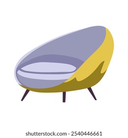 Modern round armchair in flat design. Stylish sofa for luxury interior. Vector illustration isolated.