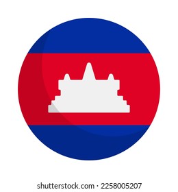 Modern round Cambodian flag icon. Kingdom of Cambodia. Vector.