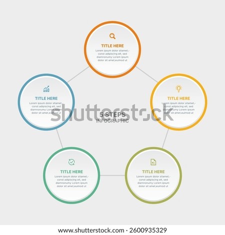 Modern Round Circular Cycle Infographic Design Template with 5 Data Points